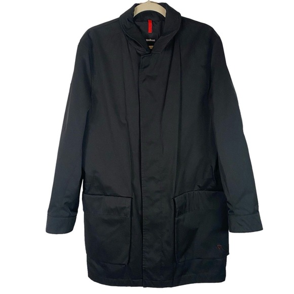 Strellson Men's Jacket Wooster Size‎ 50 Black Hidden Buttons Pockets Rain - Picture 1 of 16